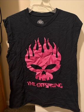 Hot Topic Black Tank Top with Pink Flame Skull Graphic